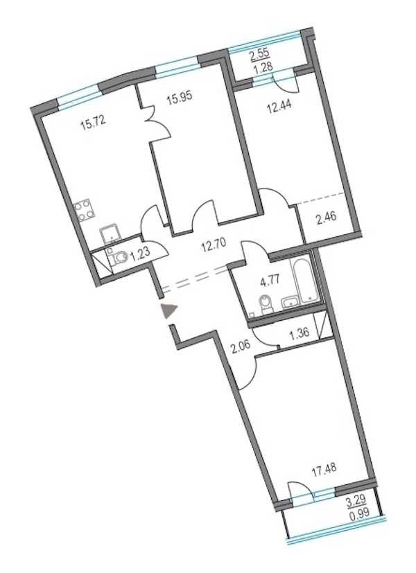 Трехкомнатная квартира в : площадь 86.17 м2 , этаж: 2 – купить в Санкт-Петербурге